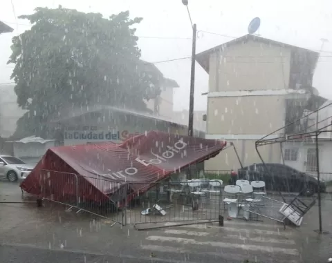 Fuerte lluvia ocasiona voladuras de techo y árboles caídos en áreas de Colón 