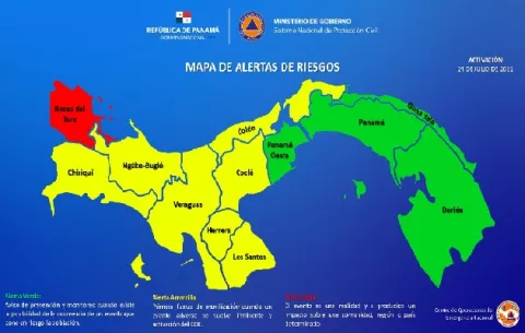 Sinaproc declara alerta roja para Bocas del Toro y amarilla en otras regiones del país