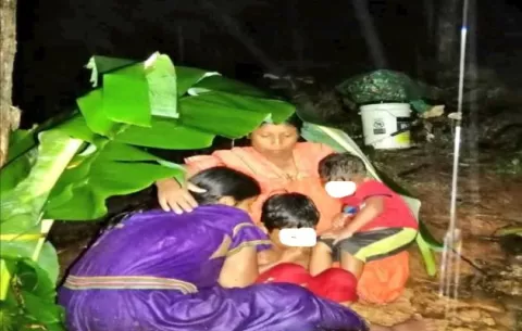 Mujeres y niños desalojados en Tabasará distrito de Tolé duermen bajo la lluvia