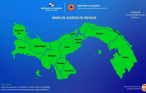 Sinaproc declara alerta verde preventiva a nivel nacional por sistema de baja presión