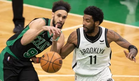 Kyrie Irving de los Nets,  multado por  realizar  'gestos obscenos'  en juego ante Celtics 