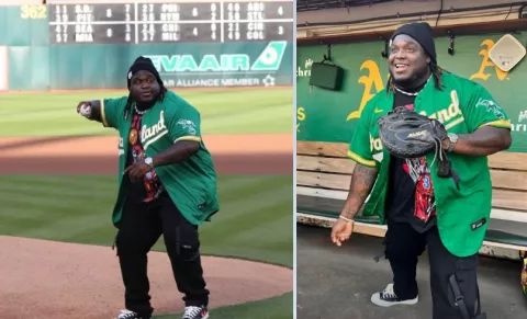 'Sech' estuvo como invitado de los Atléticos de Oakland 