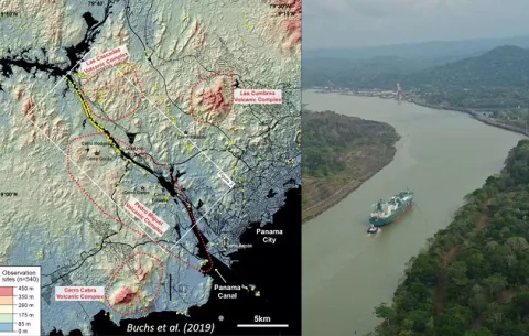 ¿Cómo era la actividad volcánica en la zona del Canal de Panamá y qué influyó en su cese? 