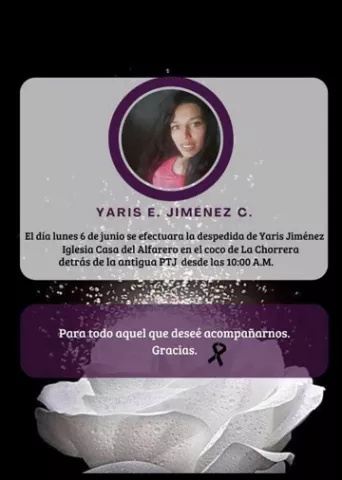 Sepelio de Yaris Jiménez se realizará el próximo lunes 6 de junio en La Chorrera