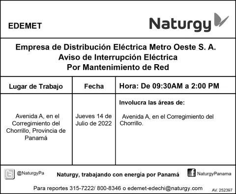 Corte programado para el día 14 de julio de 2022