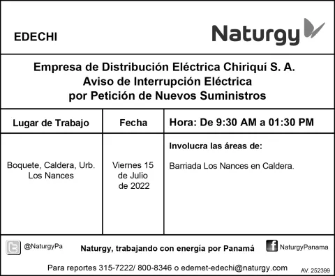 Corte programado para el día 15 de julio de 2022