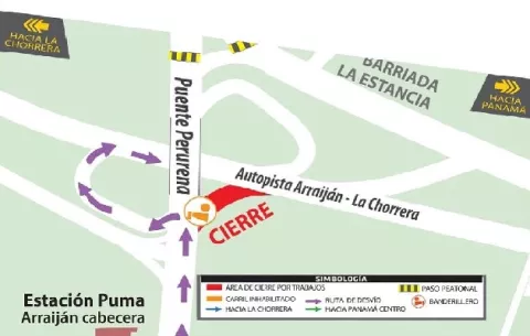 A partir del lunes 29 de agosto realizarán adecuaciones viales en la Autopista Arraiján - La Chorrera y el Puente Perurena 