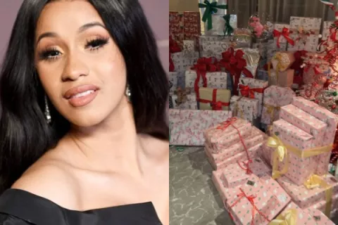 Cardi B mostró su árbol de Navidad, está cargado de regalos