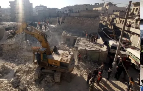 Colapsa edificio y deja 18 muertos en Siria, nueve son niños