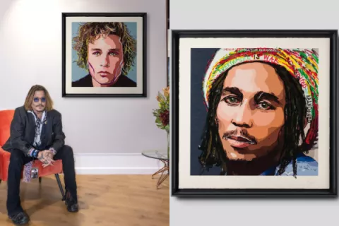 Johnny Depp inauguró una muestra de retratos de su autoría