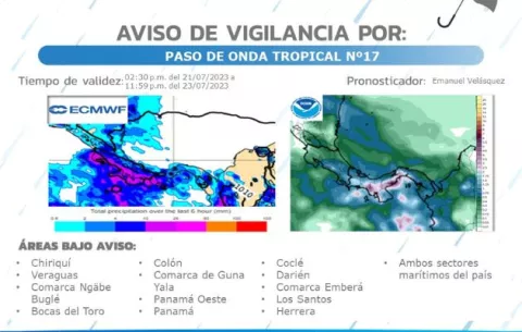 Mantienen aviso por paso de Onda Tropical N° 17 