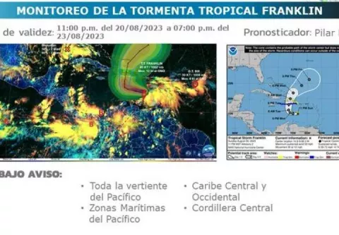 Aviso de prevención por tormenta tropical Franklin