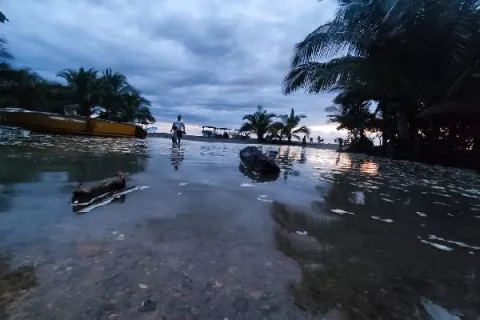 Varias casas afectadas por oleajes en el Golfo de Montijo