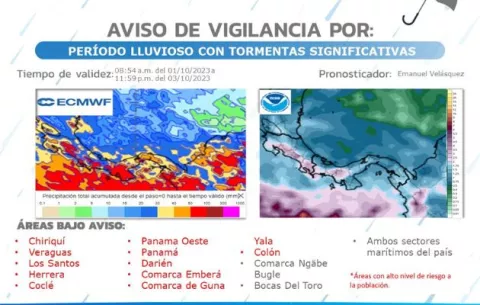 Emiten aviso por periodo lluvioso y tormentas significativas