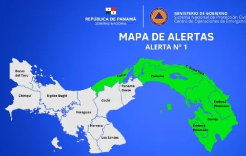Sinaproc declara alerta verde en Colón, Darién, Panamá Este y Guna Yala