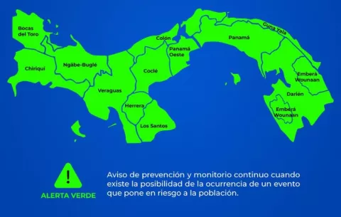 Declaran alerta verde en todas las provincias y comarcas