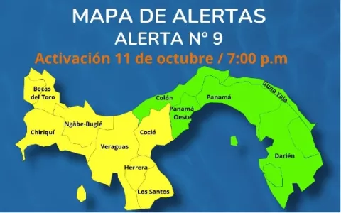 Alerta Amarilla en 6 provincias y una comarca por aumento de lluvias