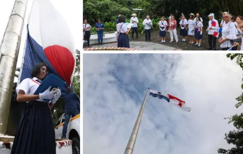Remplazan la bandera del Cerro Ancón en conmemoración de 121 años de vida republicana