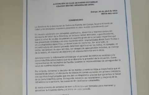 Padres de familia suspenden las clases en el Colegio Beatriz Miranda Cabal, exigen respuestas del Minsa