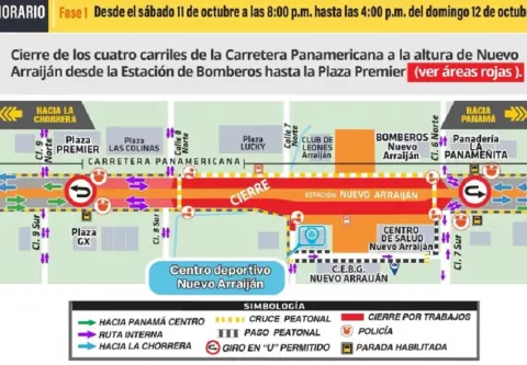 Anuncian cierres parciales en Arraiján por trabajos en la Línea 3