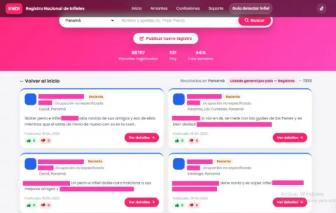 Panamá, con más de 7,000 historias en el 'Registro Nacional de Infieles'