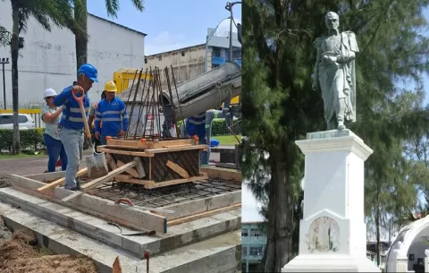 Preparan  la base para ubicar la estatua del libertador Simón Bolívar en la entrada de Colón