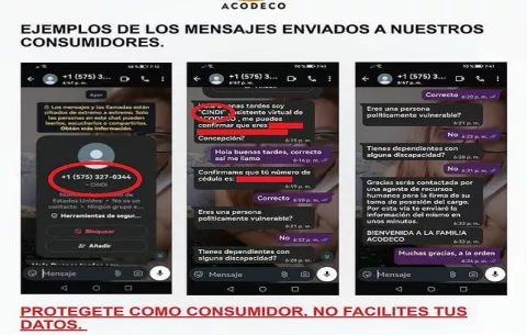 Acodeco alerta sobre suplantación de identidad desde números extranjeros
