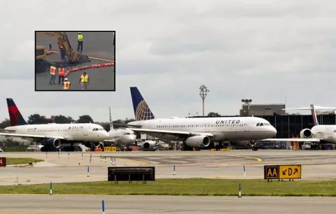 Cierran pista en aeropuerto de LaGuardia en Nueva York por un socavón