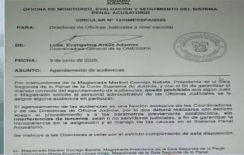 Prohíben a jueces y magistrados intervenir en el agendamiento de audiencias del SPA
