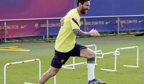 Messi entrena con normalidad con Barcelona para enfrentar al Bayern en Champions