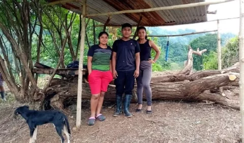 Estudiantes cruzan un  río y suben un cerro para buscar señal de internet y recibir clases