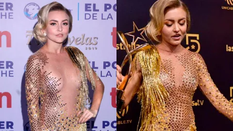 Angelique Boyer llega a premiación con vestido al revés