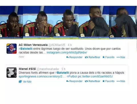Balotelli lloró, se presume que fue por insultos racistas