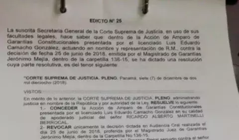 Corte Suprema hace pública declinación de competencia en caso de Ricardo Martinelli