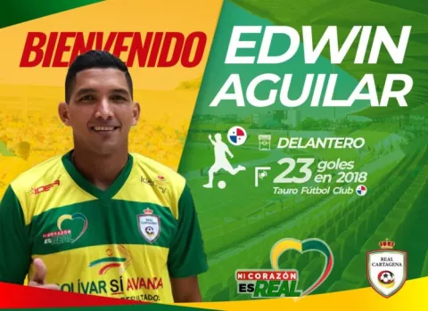 Edwin Aguilar, carta del gol para el Real Cartagena de Colombia