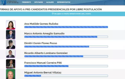 Ana Matilde Gómez y Ricardo Martinelli a la cabeza de firmas a la libre postulación