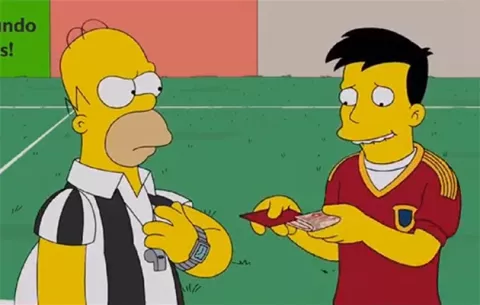 Homero Simpson causa polémica por YouTube como árbitro de futbol