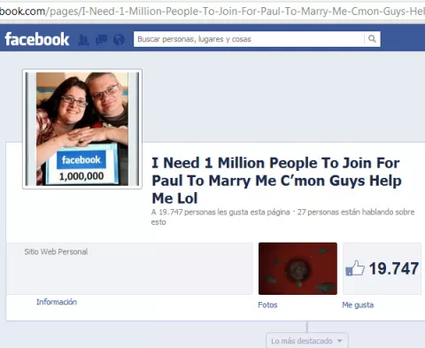 Solo se casará si tiene 1 millón de amigos en Facebook