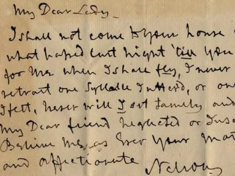 Subastan carta que Lord Nelson escribió a su amante en 1801