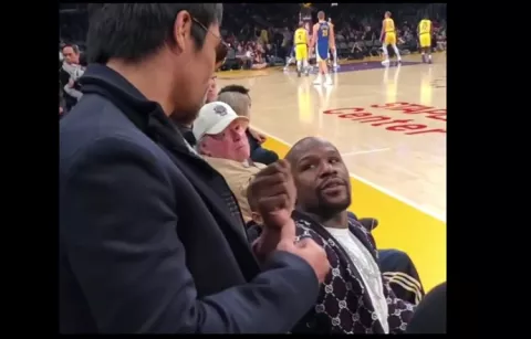 El saludo entre Floyd Mayweather y Manny Pacquiao ¿viene la revancha?