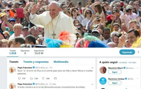 2018: 'Dios' fue la palabra más usada por el papa Francisco en tuiter
