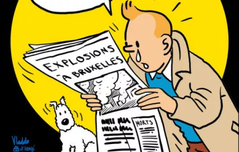 Usuarios de redes comparten a Tintin lloroso tras ataques en Bruselas