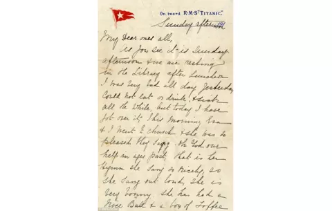 A subasta la única carta escrita la noche que se hundió el Titanic