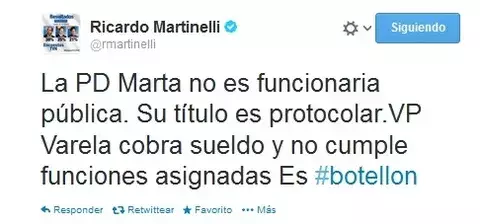 Martinelli: Juan Carlos Varela es "un gran botellón"