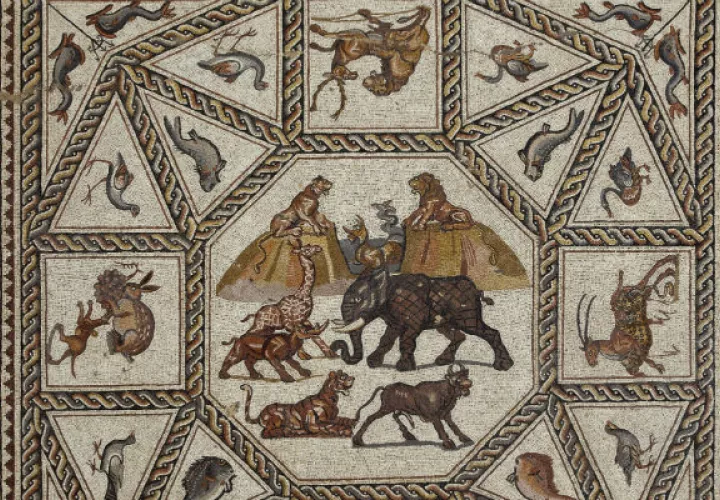 Una de las piezas del mosaico romano de Lod. Foto/ EFE 