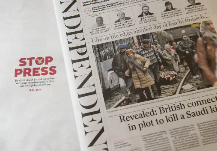 Última edición impresa de The Independent. Foto/AP