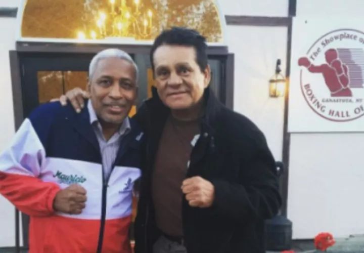 Hilario Zapata junto a Roberto Durán en Canastota. /Foto Tomada de Instagram
