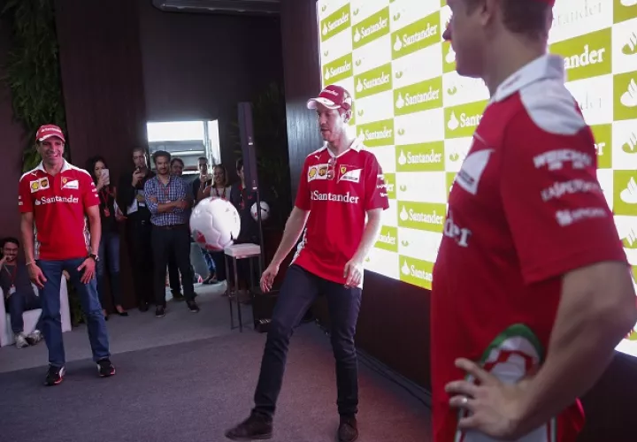 Vettel durante el evento. Foto/EFE