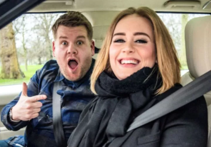 Adele y  James Corden. /Foto Archivo