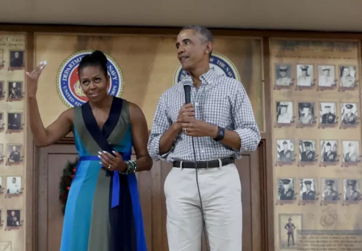 Obama y la primera dama,  Michele Obama. /Foto AP
